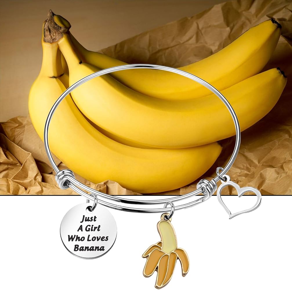 banana girl Amazon | WSNANG ファニーバナナジュエリー Just A Girl Who Loves Banana ブレスレット バナナ愛好家ギフト かわいいフルーツバナナジュエリーギフト 女性用, 7 inches, ステンレス鋼, ステンレススチール | ブレスレット 通販