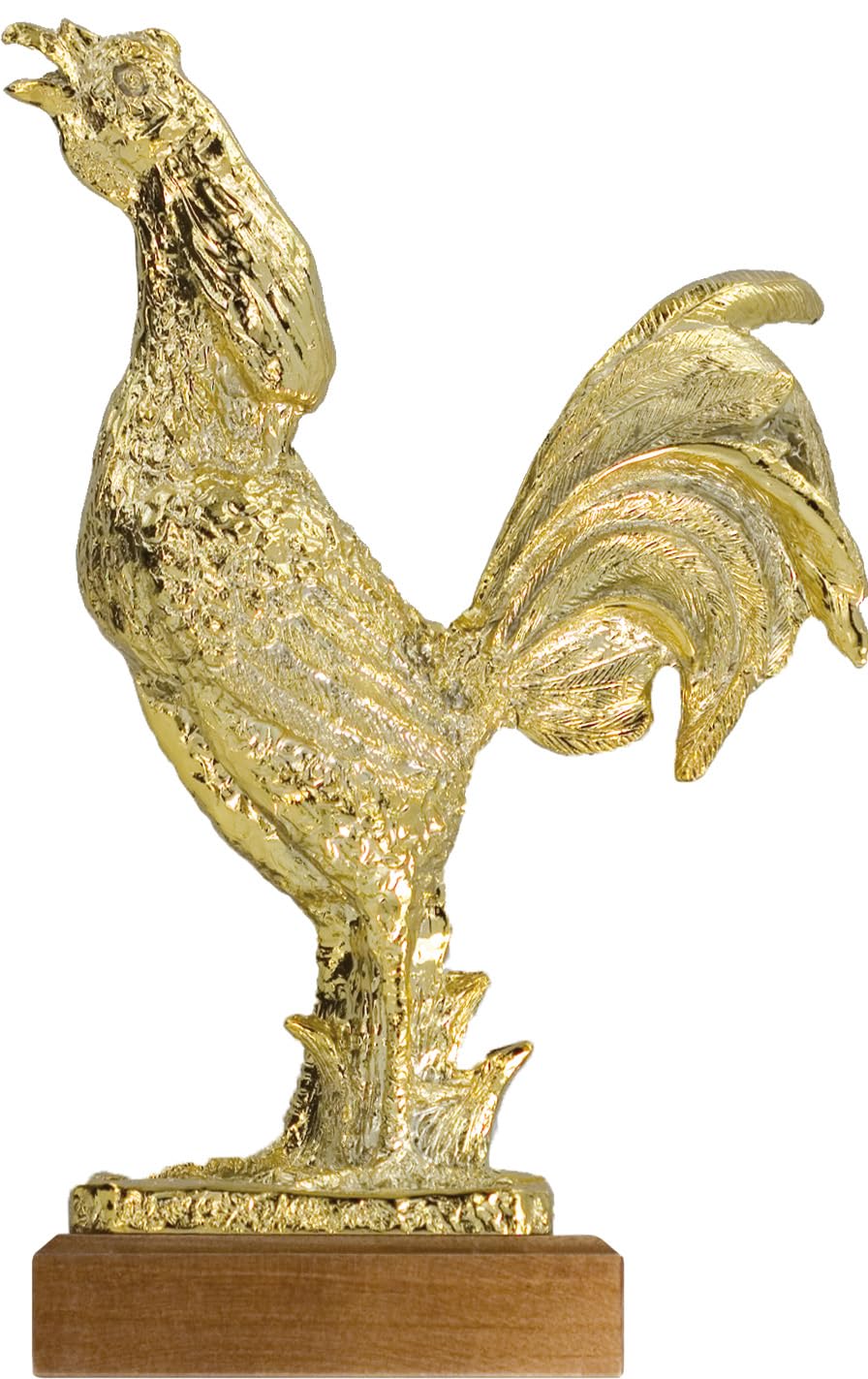 Trofeo Gallo de Pelea Grabado Figura Dorada 27cm Altura