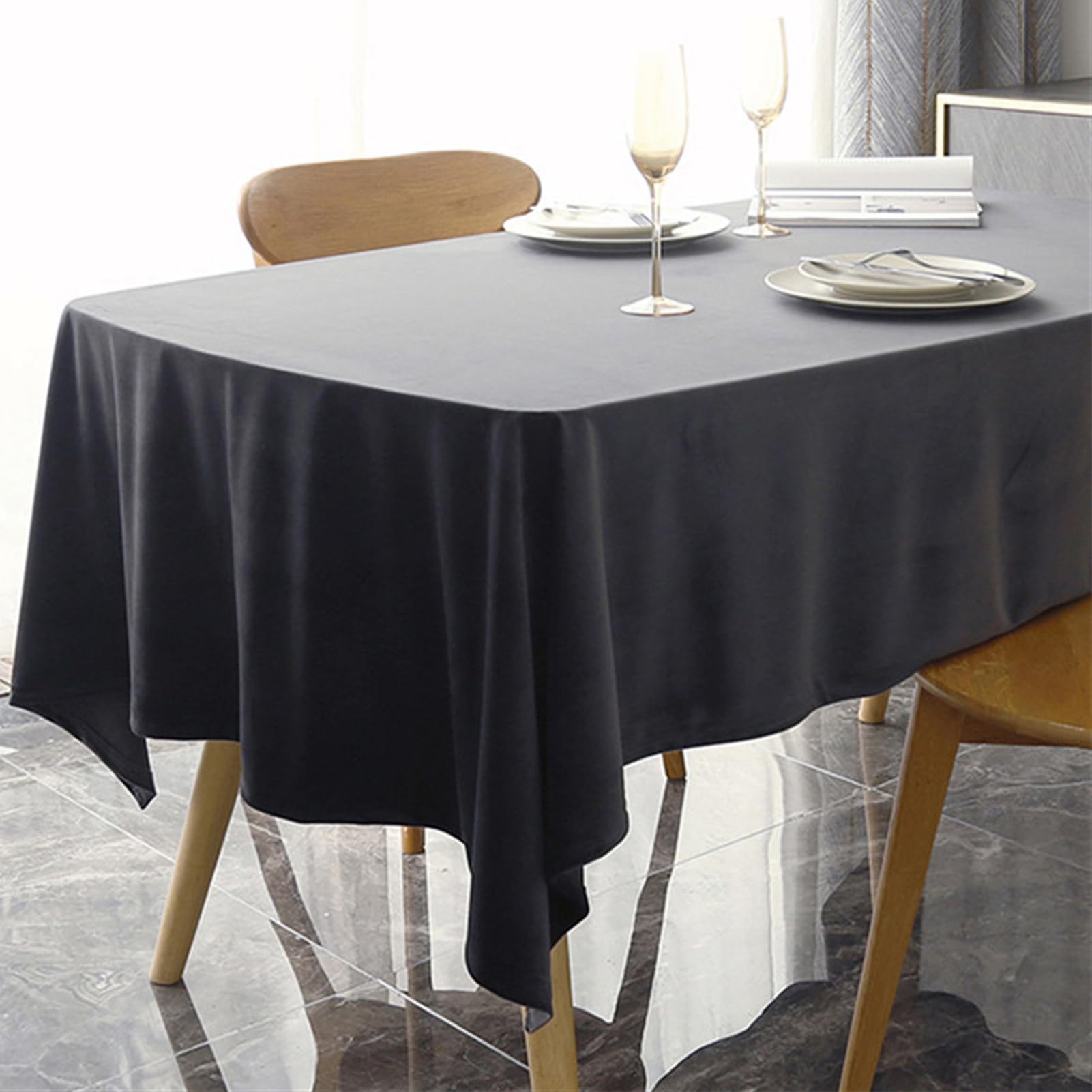 Tovaglia in velluto di cotone senza pieghe, colore grigio e nero, 134,9 x 180,1 cm, elegante tessuto Detive per eleganti decorazioni per la casa ed eventi