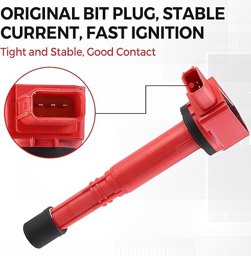 Miniatura 3 de Pindex Paquete de 4 bobinas de encendido y bujías de iridio, kits de bobinas UF311 92213 compatibles con Acura Honda RSX Civic CRV Element 2.0L 2.4L