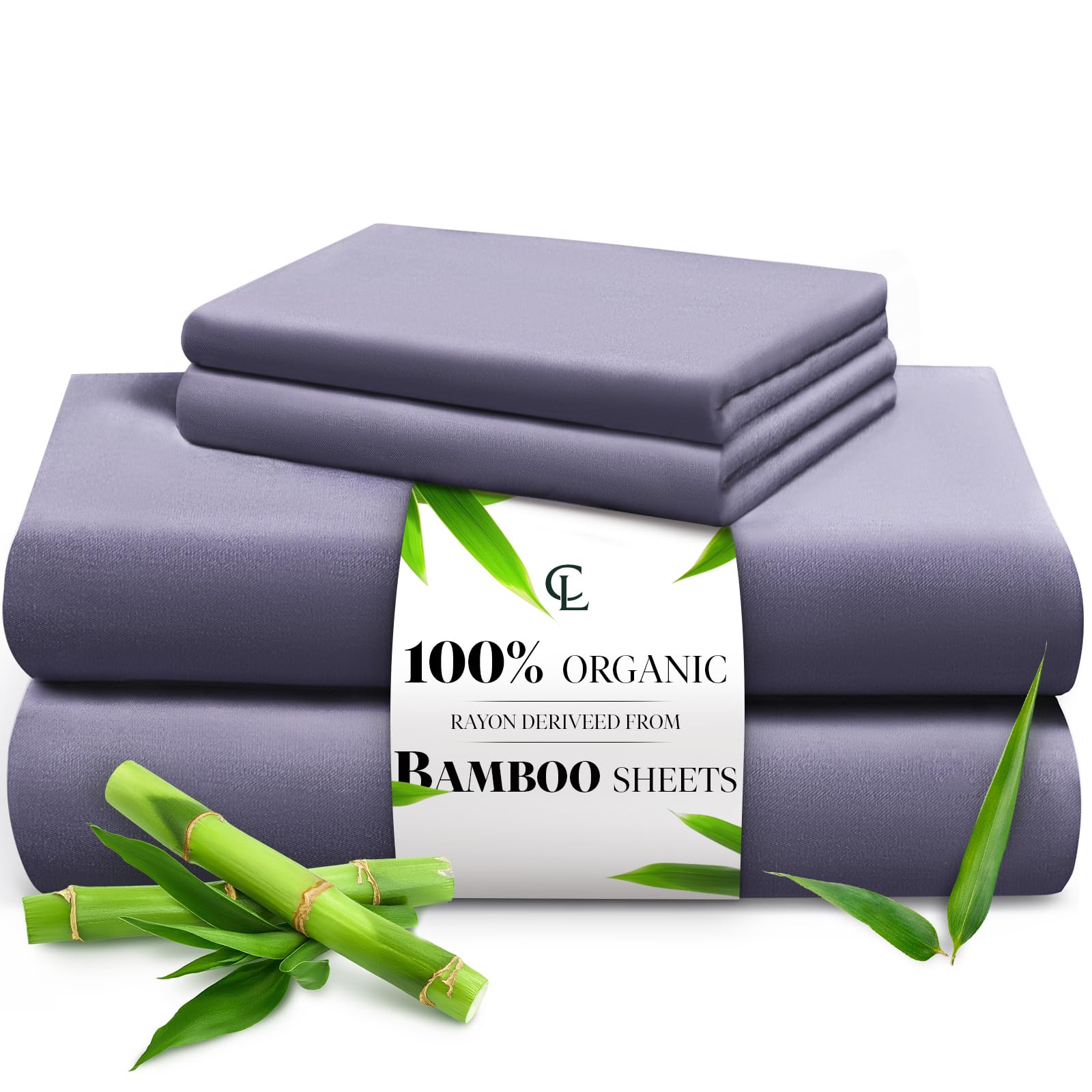 LuxClub King Size Sheets Set, 100% Rayon Derived from Bamboo Cooling Sheets, Breathable & Soft Deep Pocket Up to 16