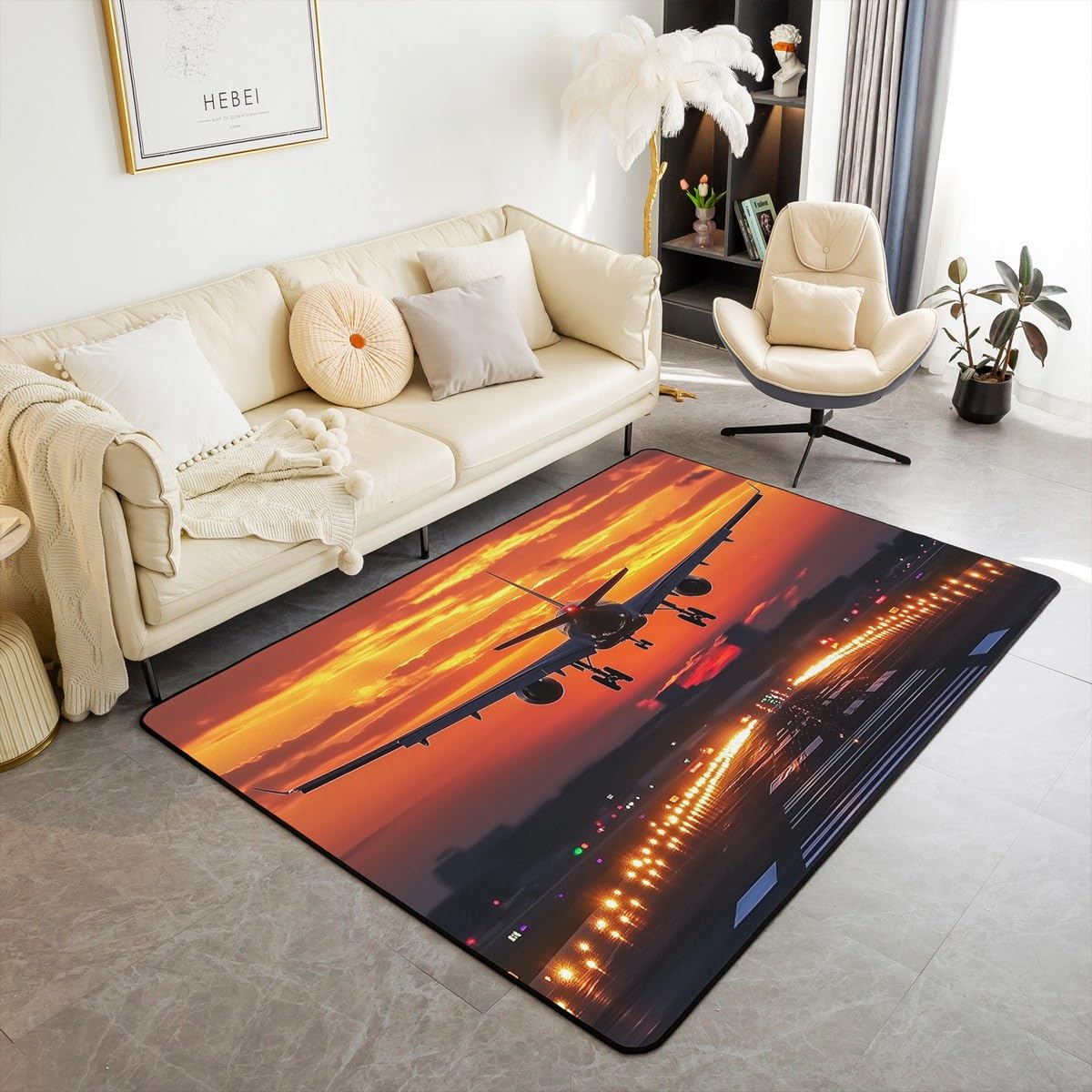 Homewish Tapis Salon Avion Moderne Tapis Chambre Avions Aériens Tapis Sol 100x150 pour Enfants Adolescents Adultes,Transport Tapis de Salon Avion pour Salon,Chambre,Porte,Buanderie