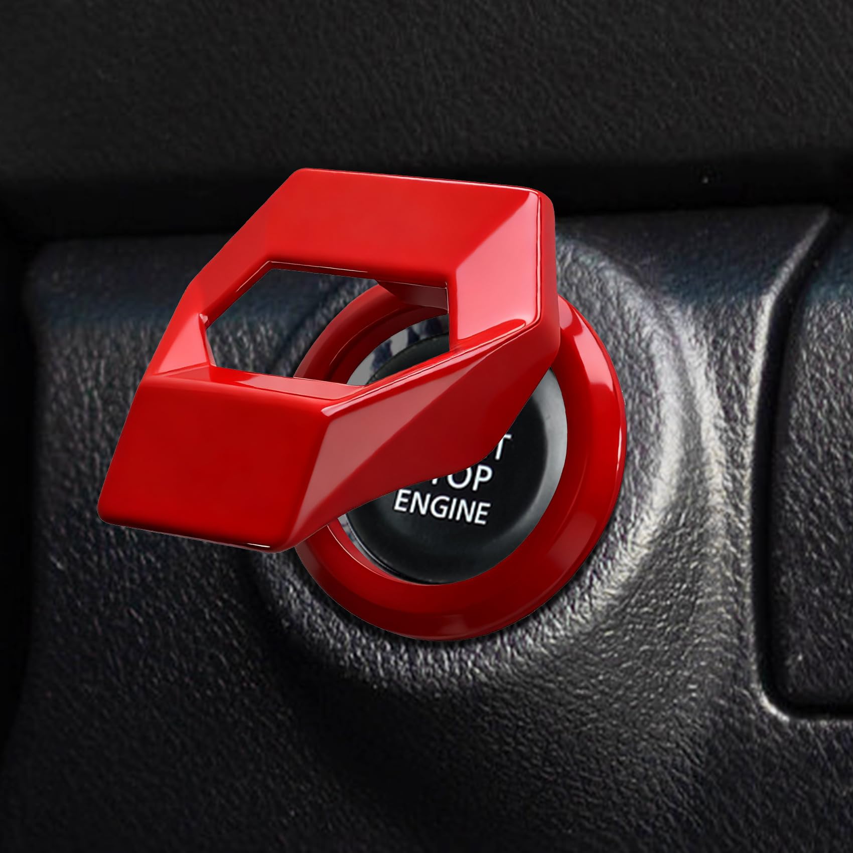 Car Engine Start/Stop Button Cover, Push Start Button Cover, Zinc Alloy Car Power Control Trim, Car Interior Accessories Key Ignition Switch Protective Sticker for Most Vehicles (Red)
