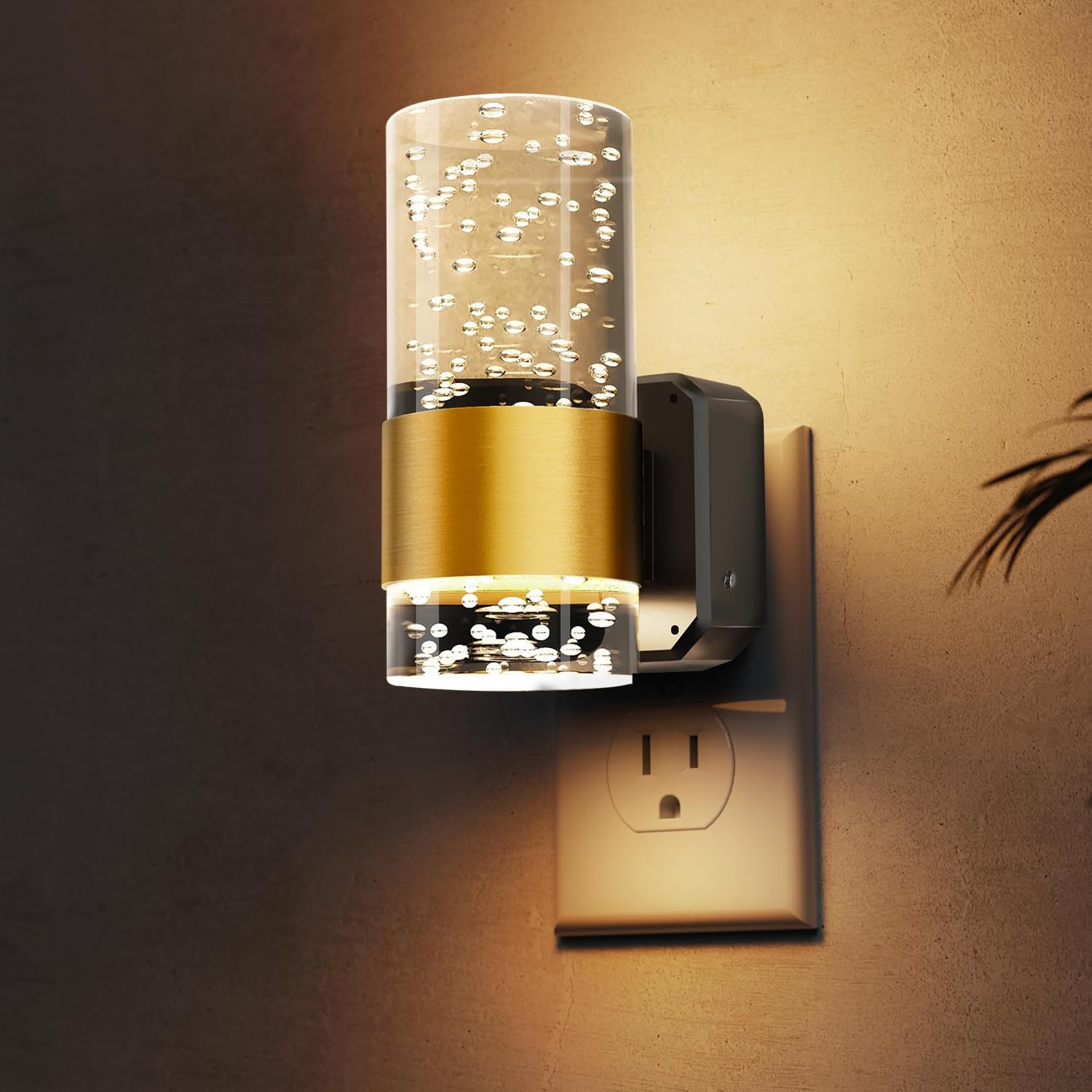 LED Night Light,Dimmable Night Lights Plug into Wall, Acrylic Nightlight with 0-100 LM Adjustable Brightness, 3000K Plug in Night Light with Dusk to Dawn Sensor, for Bathroom Hallway