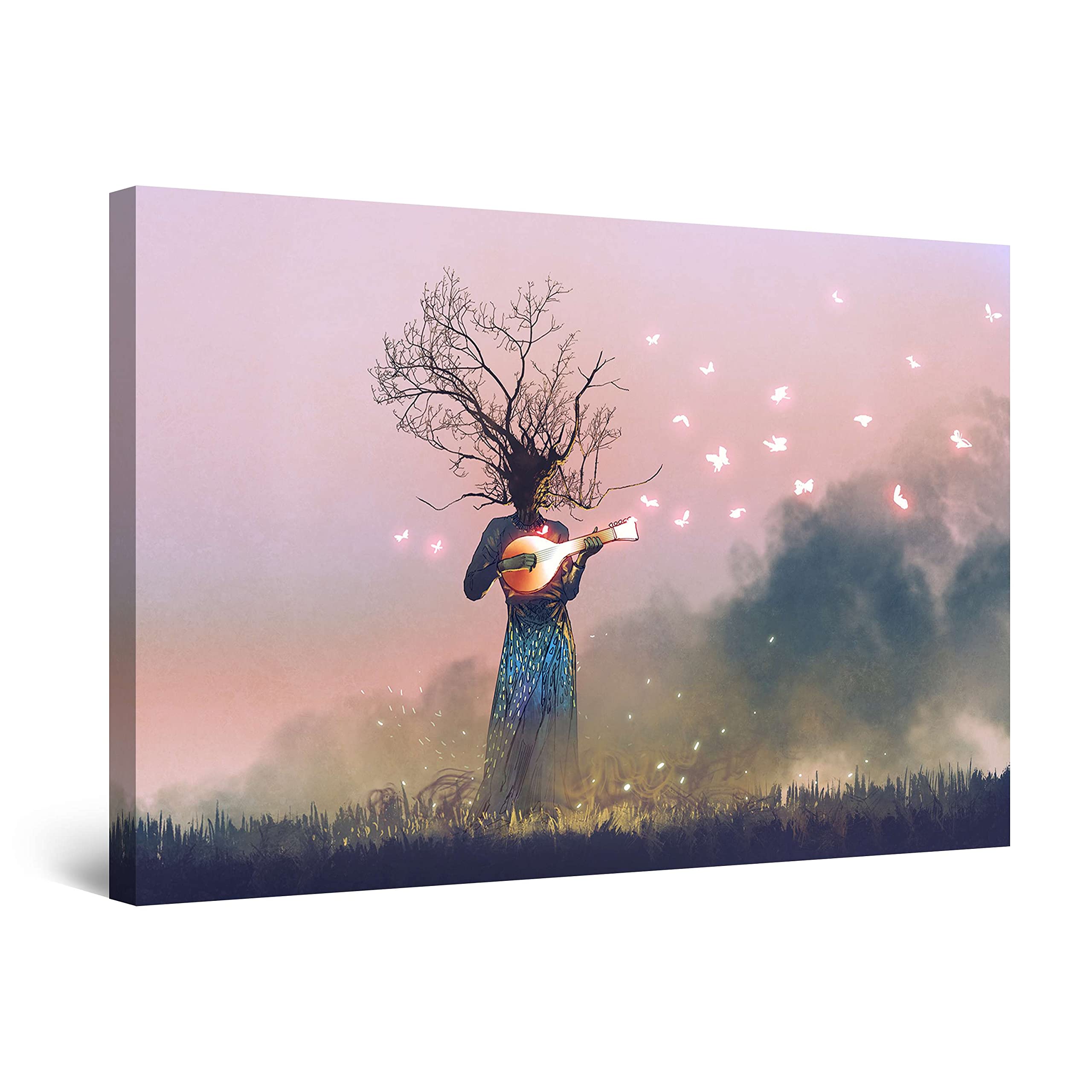 Startonight Impression sur Toile Arbre Femme Chantant - Tableau Abstrait - Decoration Murale Salon Moderne - Image sur Toile - 60 x 90 cm Idée Cadeau Élégante et Originale Effet Lumineux Nocturne
