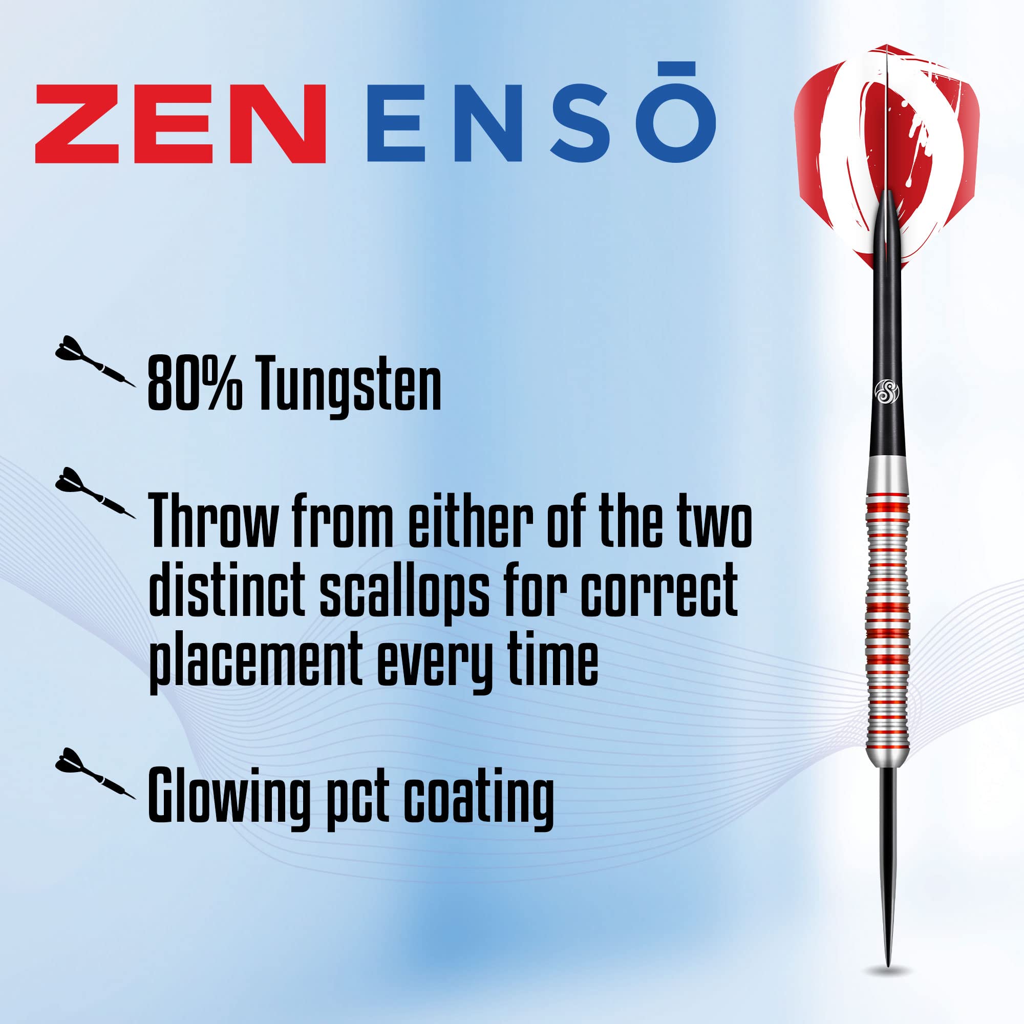 Shot! Zen Enso Steel Tip Dart Set 80% Tungsten Pro Throwing Darts Steel Tip Set Professional, Made in New Zealand - Image 2