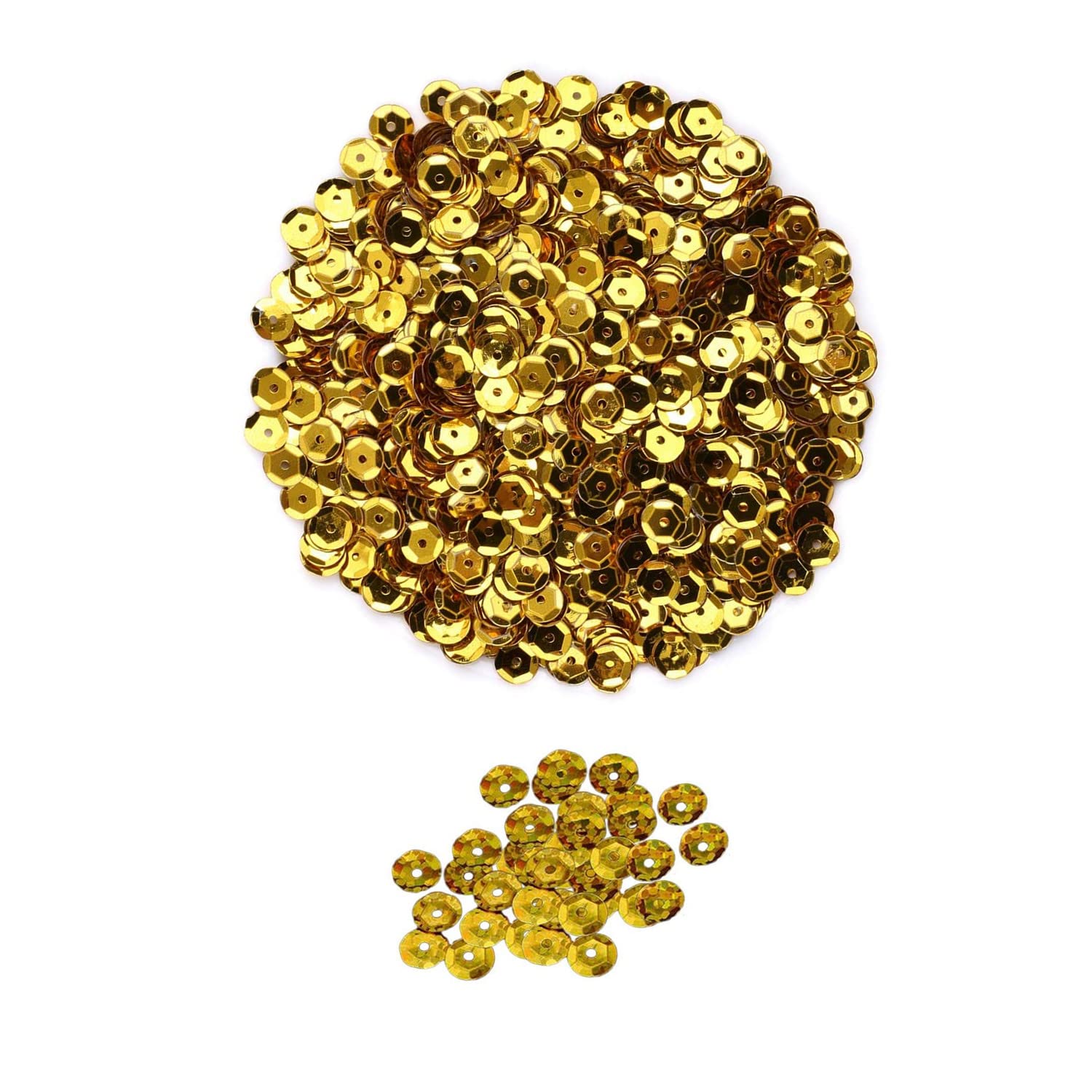 Plastic Sequins,30g (Approx 2800PCS) Bulk Loose Sequins Round Cup Sequins for DIY Arts Crafts, Sewing, Wedding Decoration.（6 mm Gold）