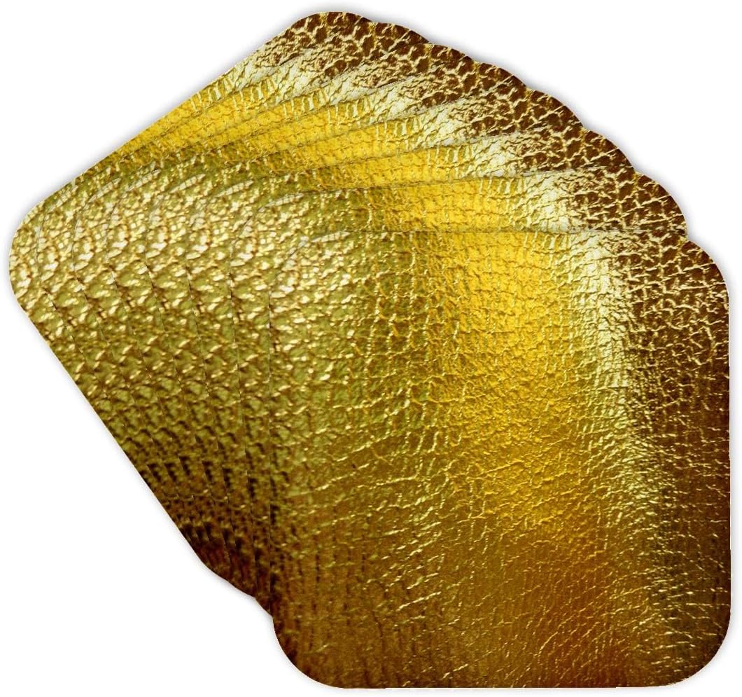 3dRose Faux Gold Snakeskin Coaster, Soft, Set of 8