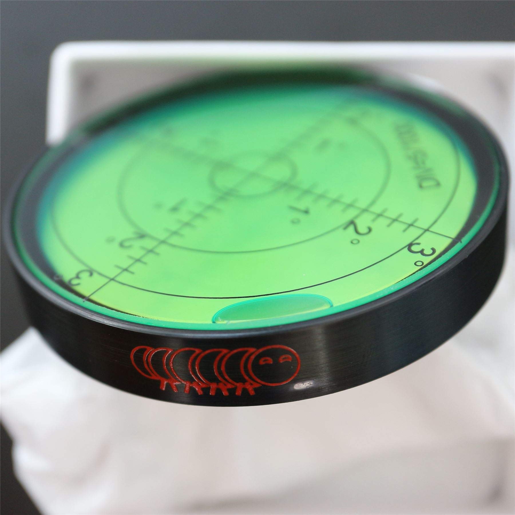 Caterpillar RedMetal Large Spirit Bubble Level (Green) 60mm Diameter, Degrees, Circular, Surface Level - Metal Housing, Bulls Eye Bullseye Vial Round (supplied in a gift box)