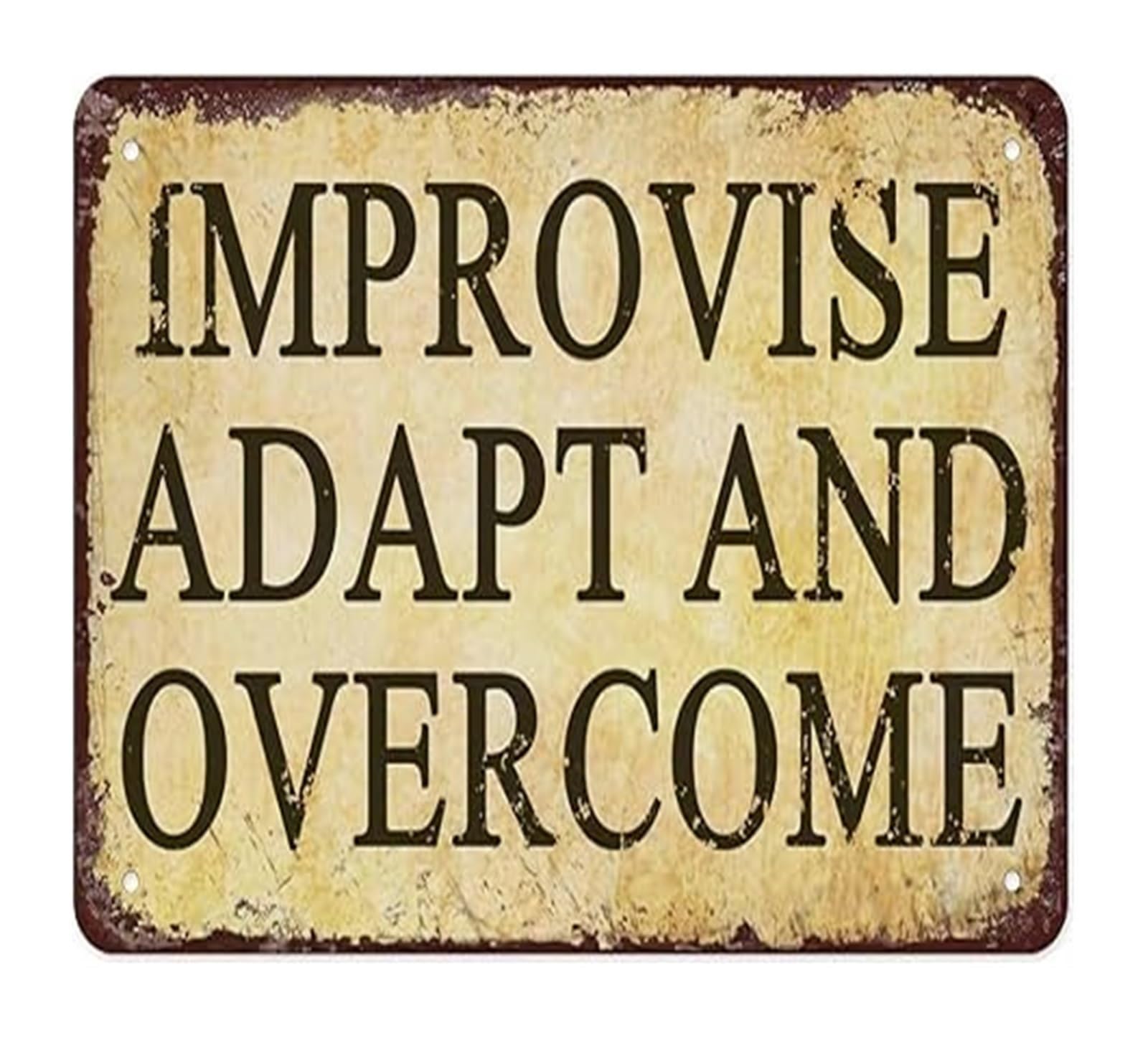 MQXFCZUX School Motivational Quote Improvise Adapt Overcome Metal Tin Sign Rustic Wall Decor for Garage Workshop Man Cave 8 X 12 in