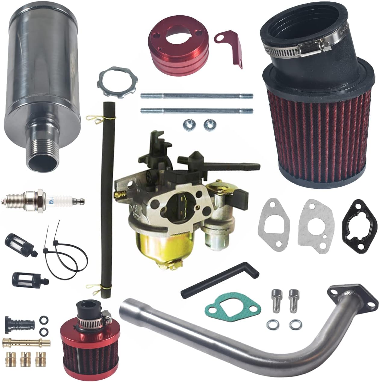 Upgrade Carburetor Adapter Exhaust Pipe Muffler Jet Stage 2