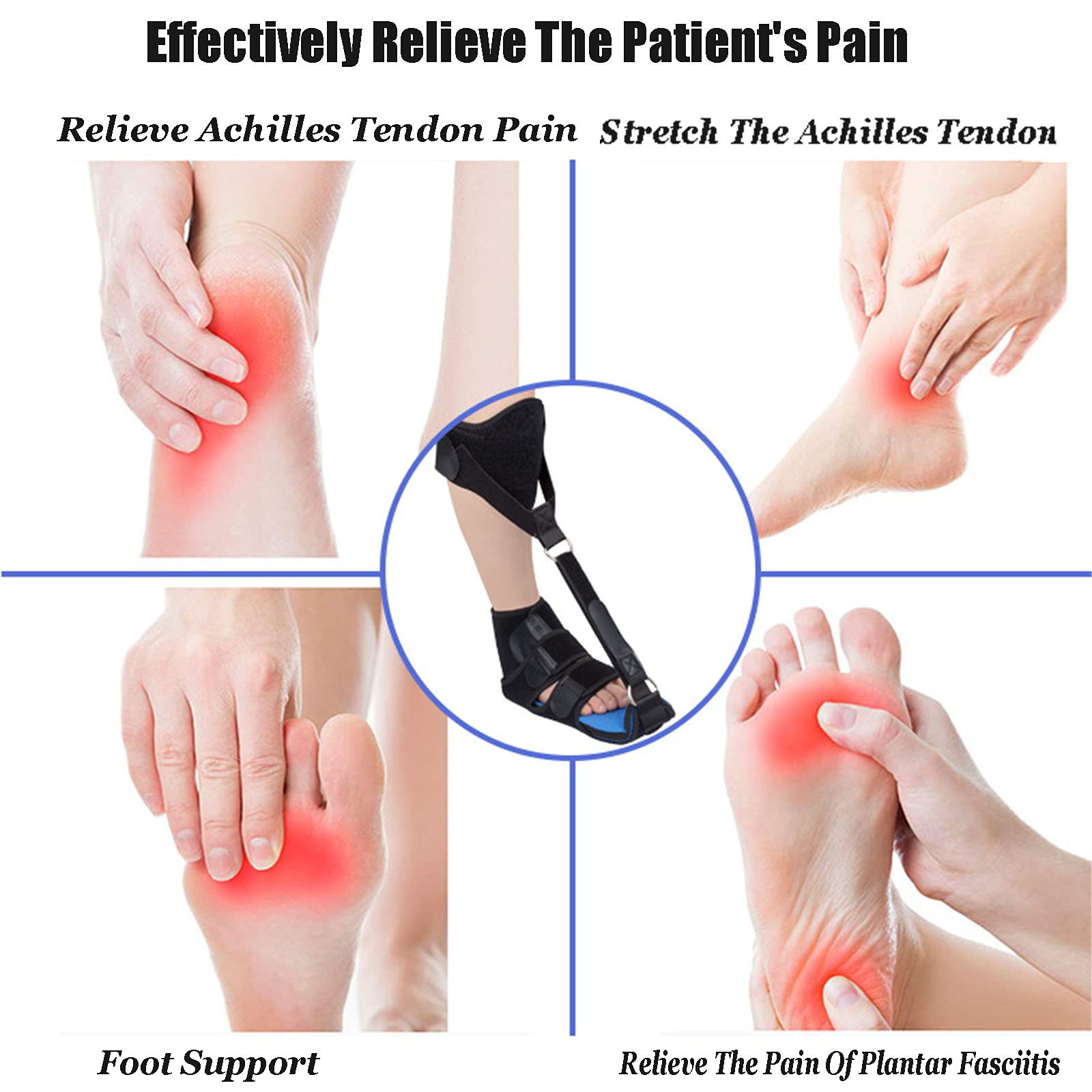HUANGJUN Férula Nocturna para Fascitis Plantar con Calcetines para Fascitis Plantar y Bola de Masaje de Pies para un Alivio Efectivo del Dolor de la Fascitis Plantar,Right