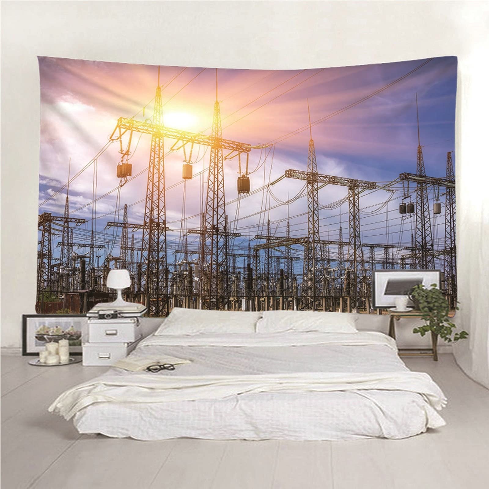 Aeici Tapiz Pared Decoracion Juvenil, Tapiz De Tela para Pared Tapiz Central eléctrica- Multicolor, 200x200CM