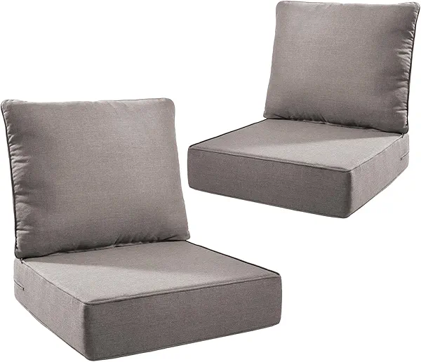 Outdoor Seat Cushion Set-24 x 24 x 6 Inch Outdoor Chair Cushions Set of 2 with Water Resistant & Removable Cover Outdoor Cushions for Patio Furniture Chair Sofa Couch-Grey