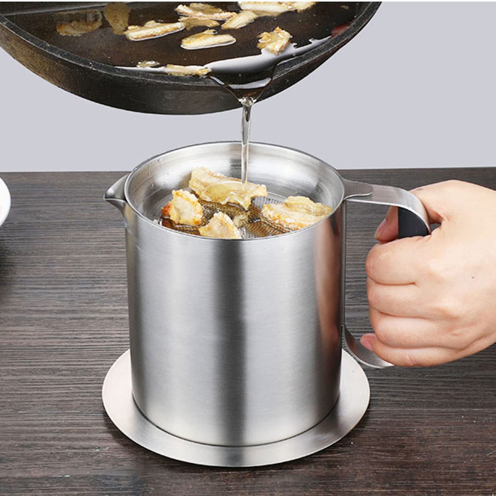 Pentola Filtro Olio In Acciaio Inox 304 - Colino Rete Per Friggitoria, Multiuso Per Cucina E Campeggio - Foto 4