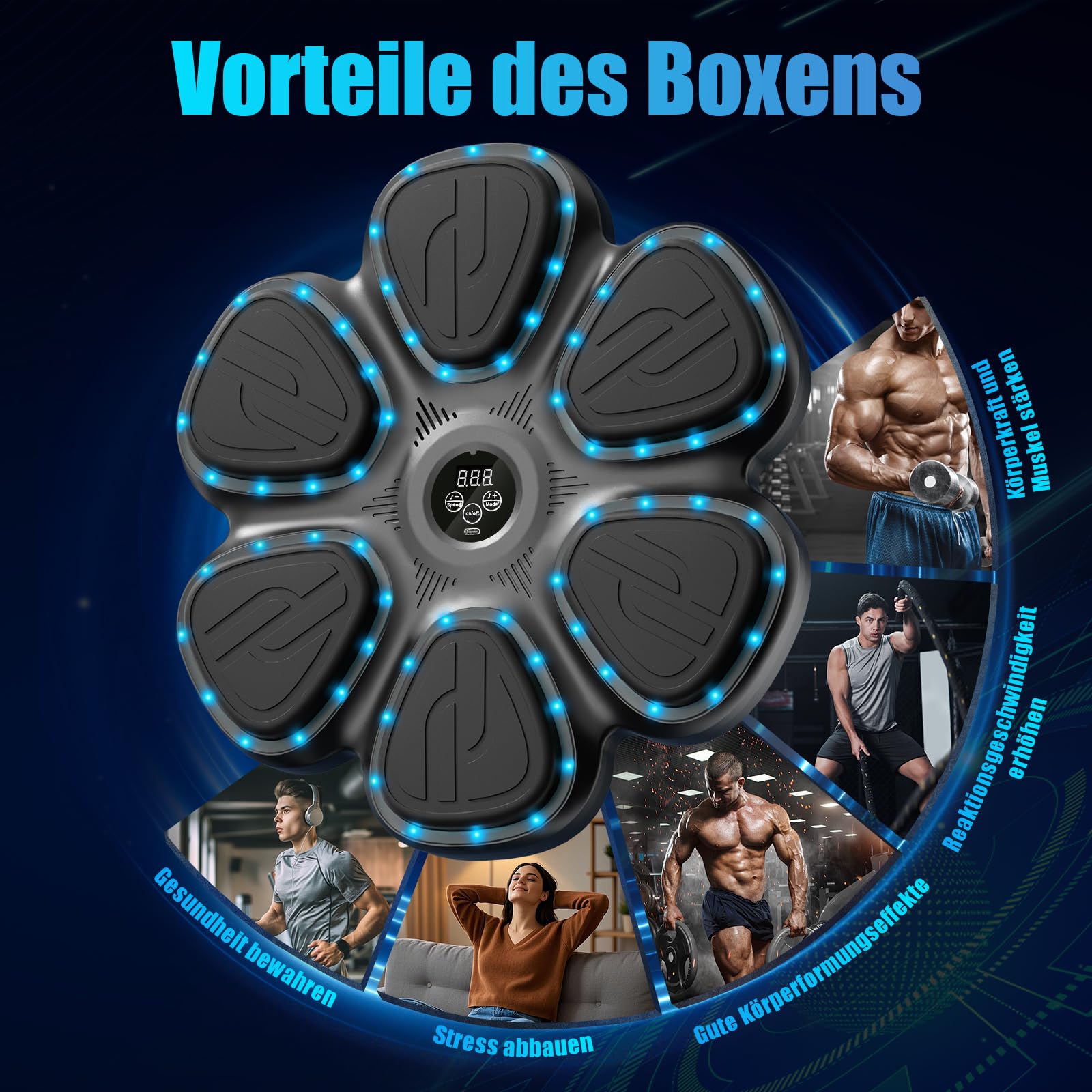 Smart Music Boxing Machine für Erwachsene/Kinder, Elektronische Bluetooth Boxmaschine mit Musik, Musical Boxing Machine mit Boxhandschuhe, 12 Einstellbare Geschwindigkeiten und Zählmodus