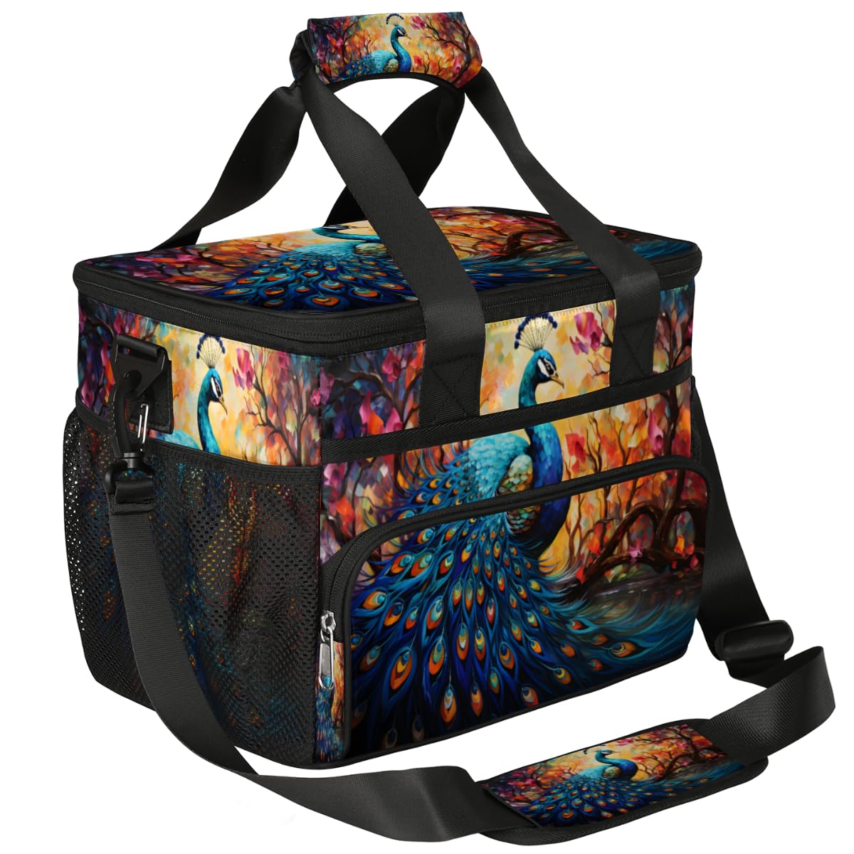 Peacock Insulated Picnic Backpack Lunch Box for Women Men Picnic Basket Tote Lunch Bag Picnic Bag Portable Lunch Bags for Picnic, Beach, Work, Trip,Office, Camp Animal Peacock