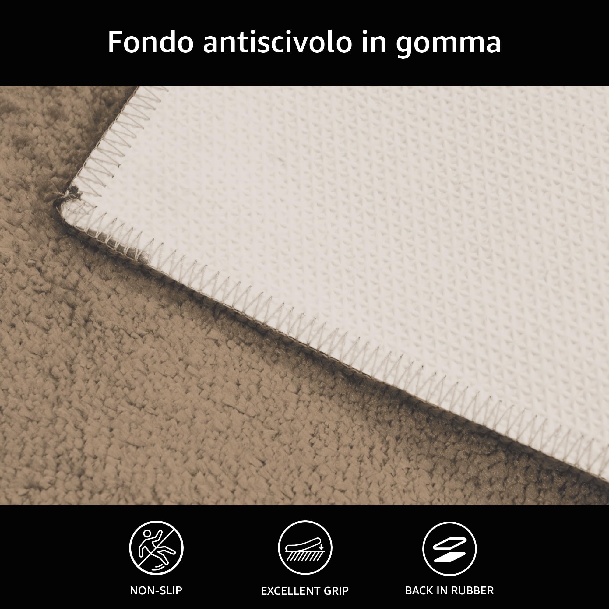 Comart - Set Tappeti Ocean Bagno - Tris Tappetini Bagno: Un Tappeto Rettangolare 45x75 cm + Due Giro Water o Bidet 45x75 cm - Soffici e Morbidi - Sottili e Antiscivolo - Lavabili in Lavatrice - Beige