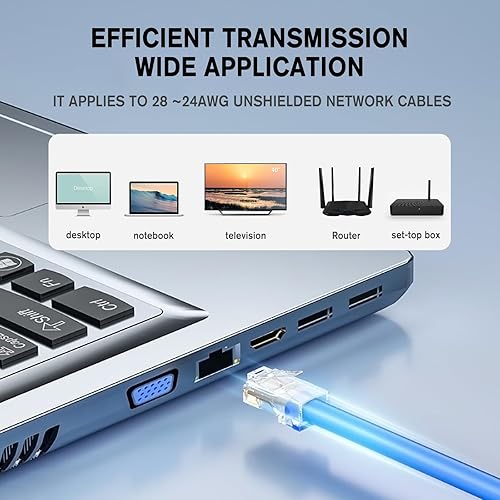 Miniatura 6 de Ercielook Extremos RJ45 - Conector RJ45 Cat6 Cat5 RJ45, paquete de 100 conectores Ethernet 8P8C