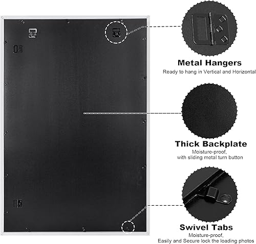 Vista 42 de Marco de 20 x 24 pulgadas, marco de fotos de 20 x 24 pulgadas, con paspartú a 16 x 20 pulgadas, marco de madera maciza, para colgar en la pared