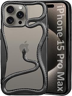 MARGOUN Cool 3D Snake Cases for iPhone 15 Pro Max, Creative Hollow Dissipate Heat Design Soft Electroplated Shockproof Cover (Black, 15 Pro Max)