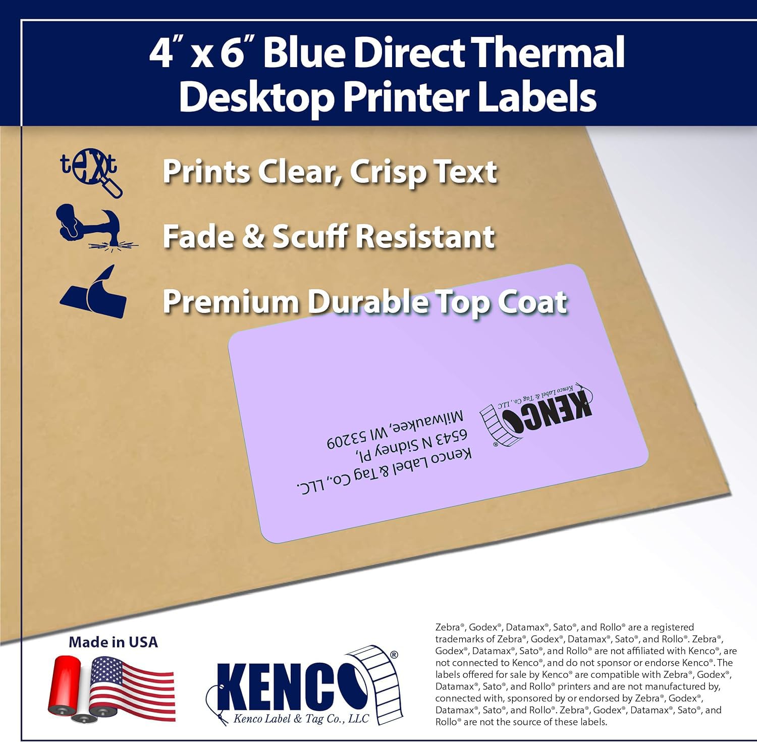 Étiquettes autocollantes perforées thermiques directes de 10,2 x 15,2 cm pour étiquettes d'expédition, inventaire et code couleur – 1 000 par rouleau, noyau de 7,6 cm – Compatible avec Zebra, Datamax,