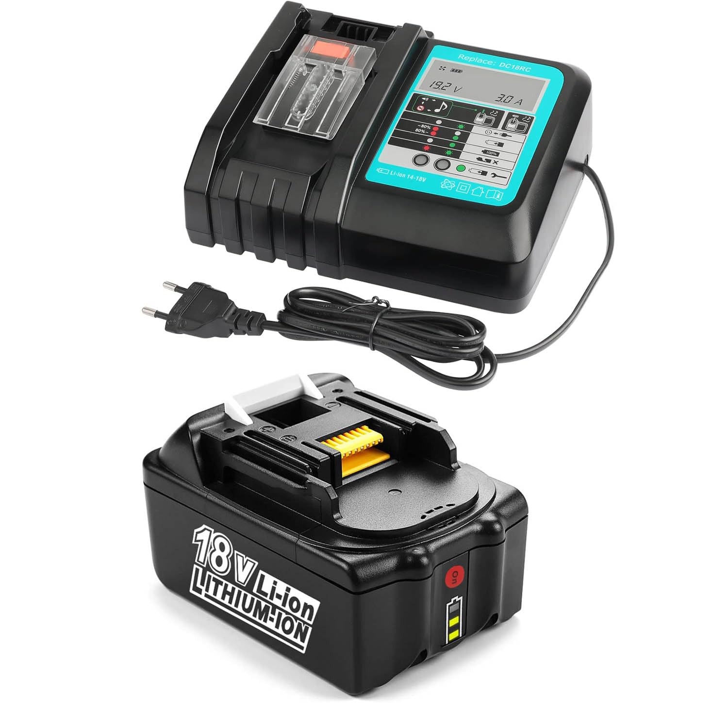 Bateria BL1850B 18V 5,0Ah akumulatora 18 V i ładowarki, kompatybilna z Makita 18V Elektronarzędzia DUC355Z DUC353Z, DDF485Z, DHP487Z, do Makita Radio DMR112 DMR115 BL1830B