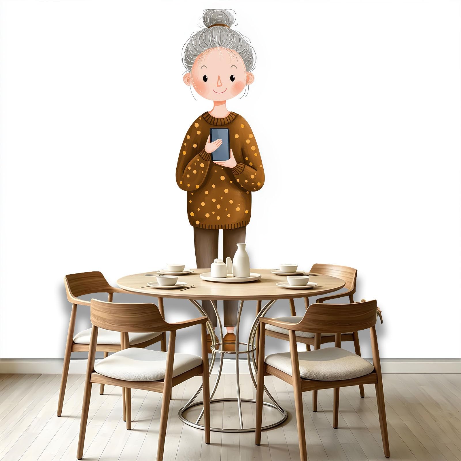 Carta da parati fotografica in stile minimalista con cartoni animati, 250 x 175 cm, in tessuto non tessuto, design moderno, stampa artistica per camera dei bambini, camera degli anziani, bar, parete