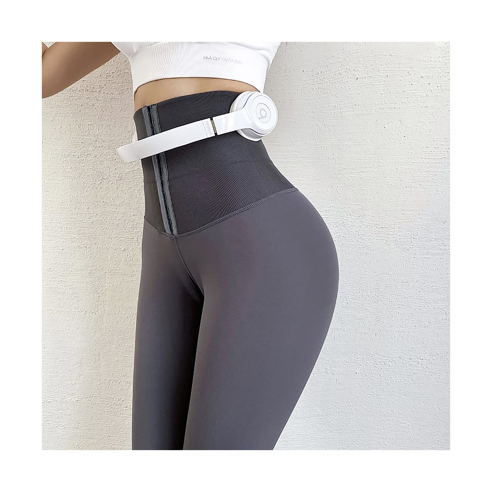 Pantaloni da yoga da donna, leggings da palestra a vita alta, collant da corsa femminile, pantaloni sportivi traspiranti a 5 punti, a tre petto