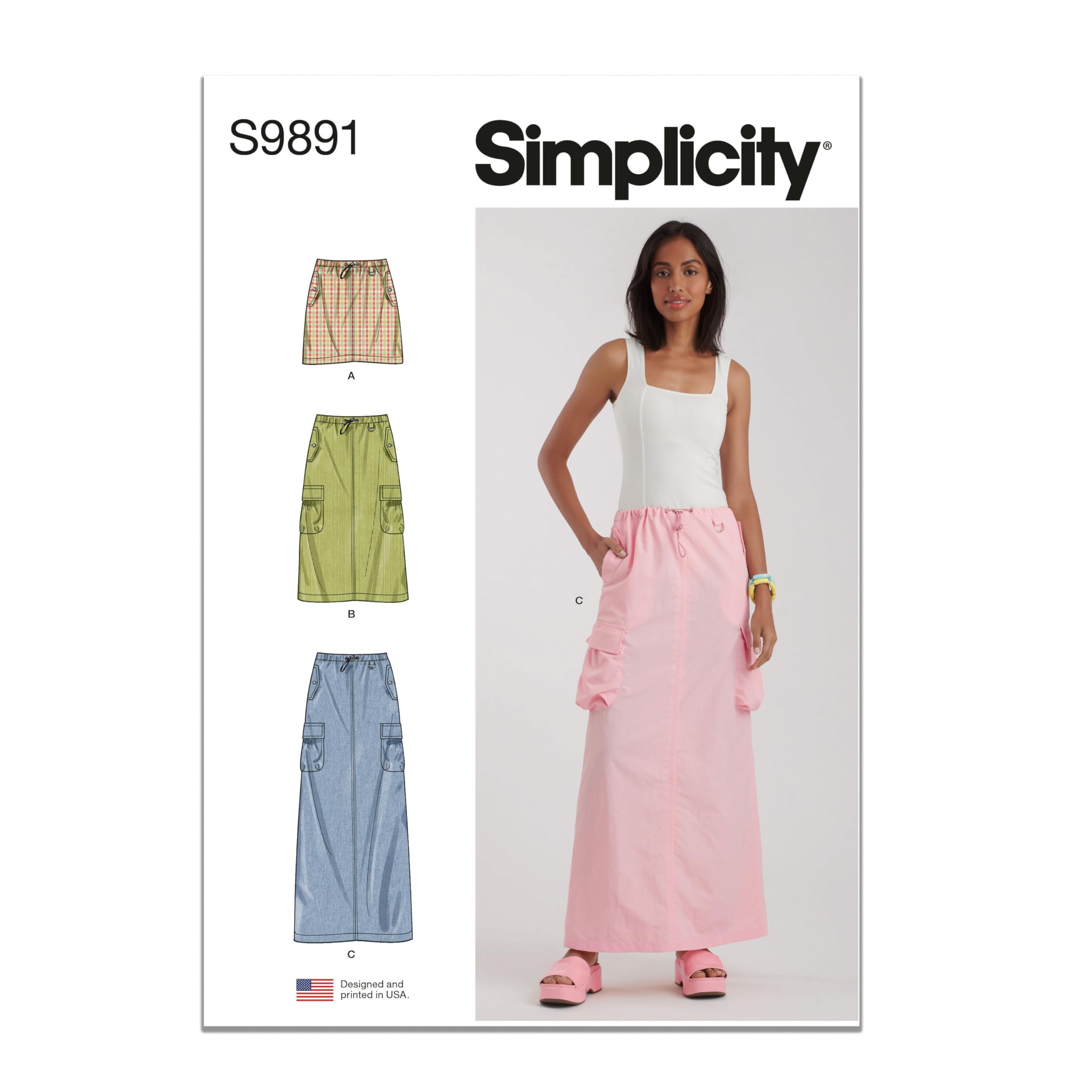 Patron jupe pour femme SIMPLICITY SS9891U5 3 variations de longueurs