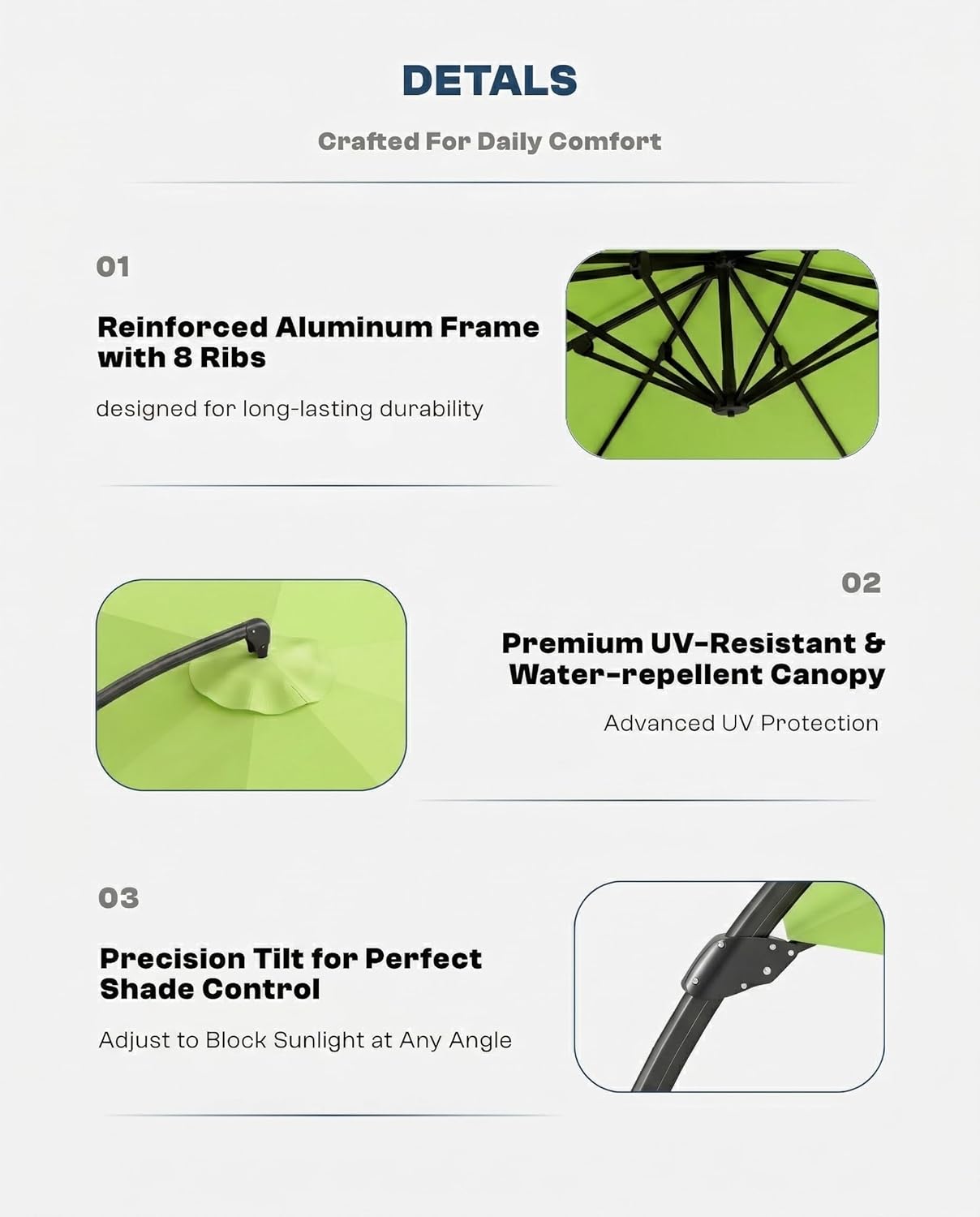 11FT Cantilever Umbrella with Base Included, Large Round 360° Rotation Offset Umbrella Outdoor Patio, Heavy Duty Aluminum Frame, Sand-Weighted Stand, for Deck, Backyard, Pool, Garden (Apple Green)