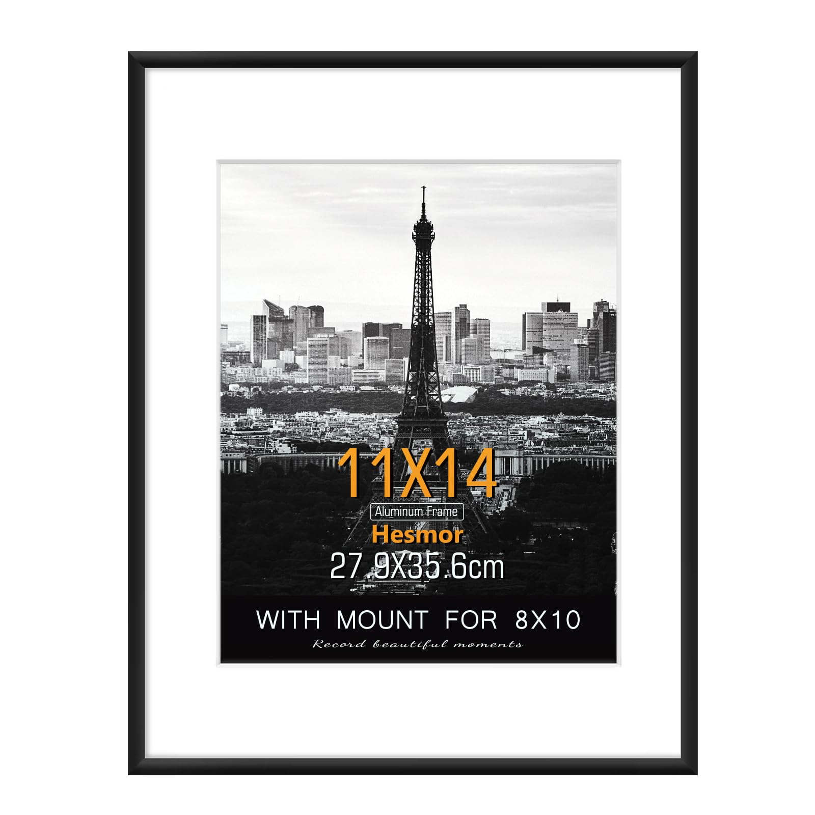 Hesmor Picture Frames 11 x 14 inch Aluminum Acrylic Picture Frame in Black, Single Photo Frames for Table Top and Wall Mounting with Mount for 8 x 10 inch Prints
