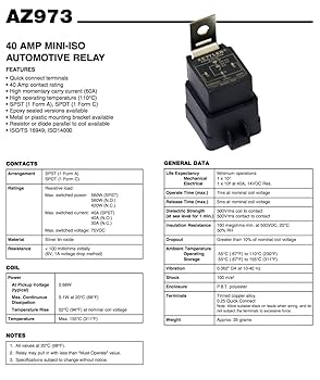 Amazon.com: AZ973-1C-12DC4 40A 12VDC Automotive Relay 5Pins