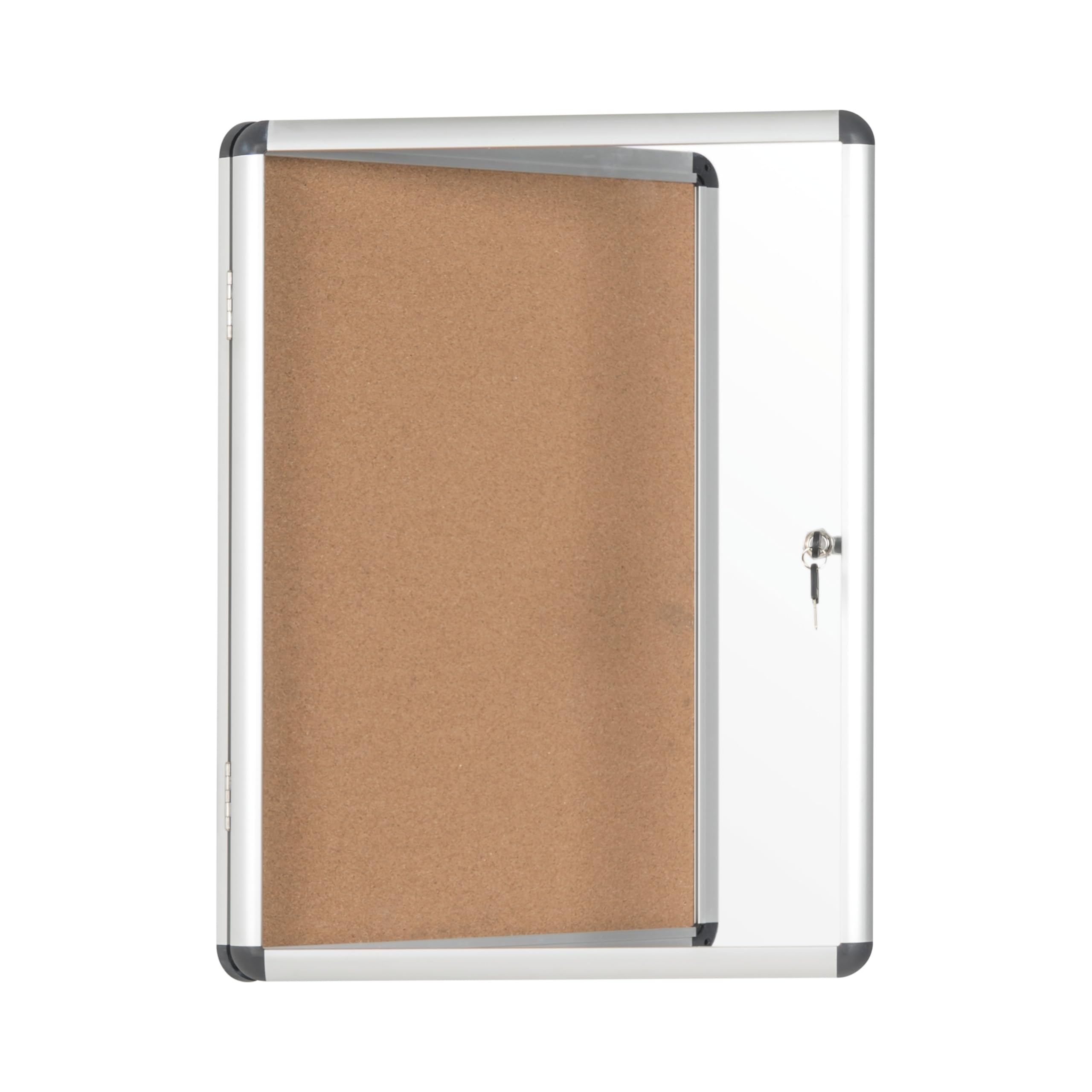 Bi-Office Enclore - Bacheca In Sughero, 4 x A4, Bacheca Con Anta Battente Per Interni in Alluminio, 500 x 674 mm