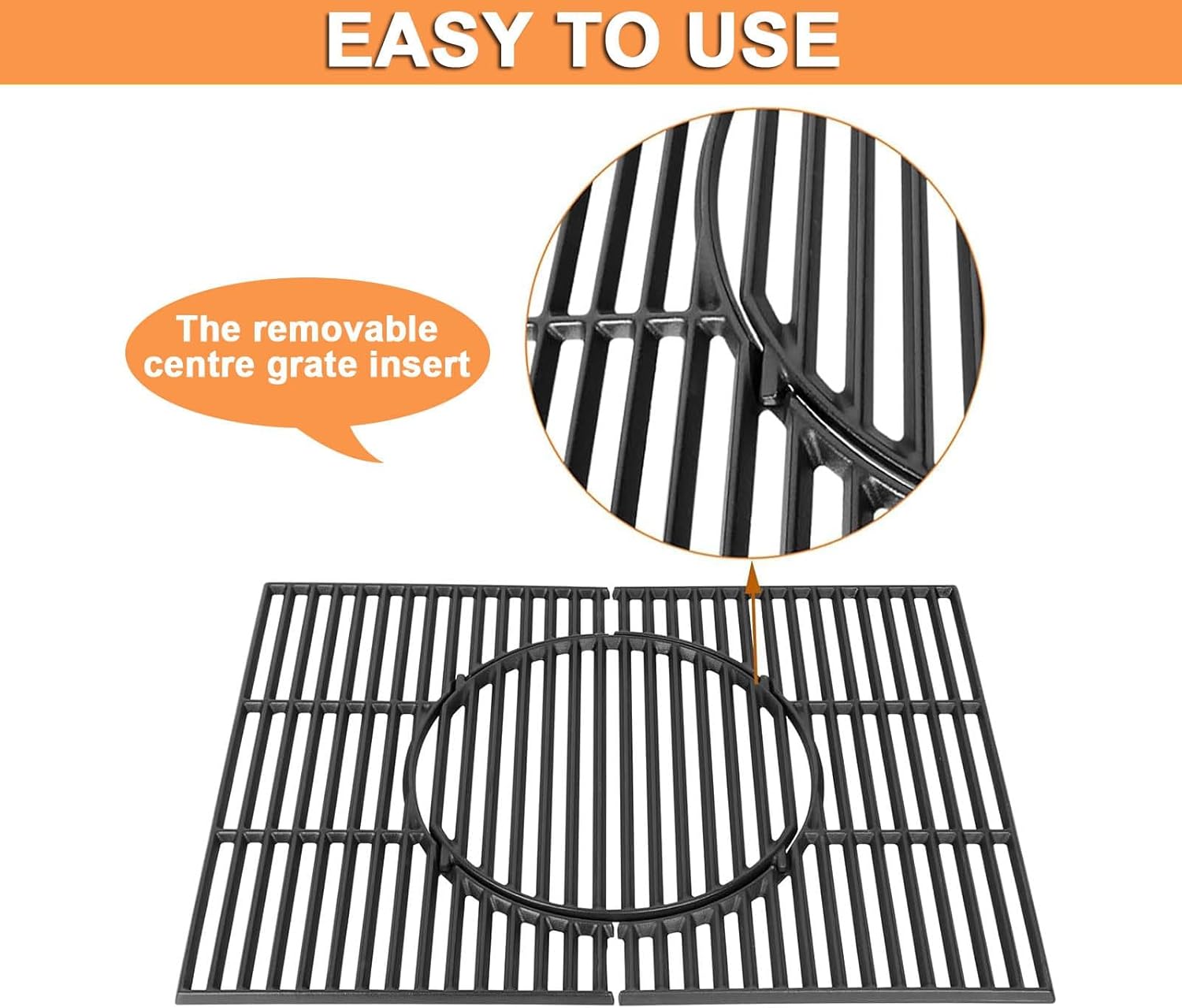 64815 Grill Grates for Weber Gourmet BBQ System GS4 Spirit II 200 & I Spirit 200 SER Grill Replacement Parts for Weber Spirit 2 Grill Parts Spirit E210 Cooking Grates 7637 67022 69800 69799 Cast Iron