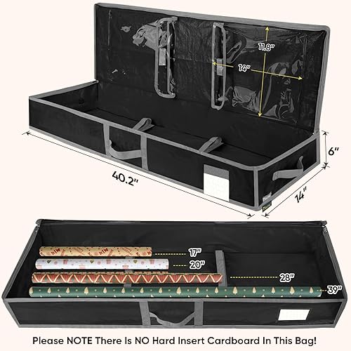 Miniatura 4 de BALEINE Soft Bolsa de almacenamiento de papel de regalo de Navidad, bolsa de almacenamiento duradera de polietileno de 40 pulgadas con particiones