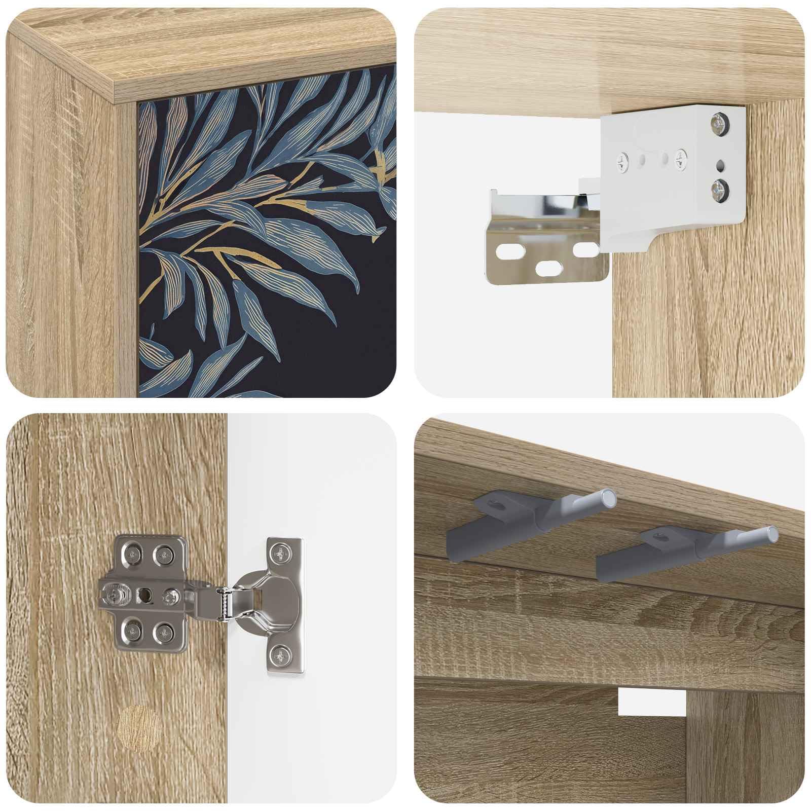 Fengshui Szafka TV montowana na ścianie 102 x 33 x 40 cm dąb Sonoma | Materiał drewnopochodny, unoszący się, dużo miejsca do przechowywania, dekoracyjny wzór, łatwy w pielęgnacji