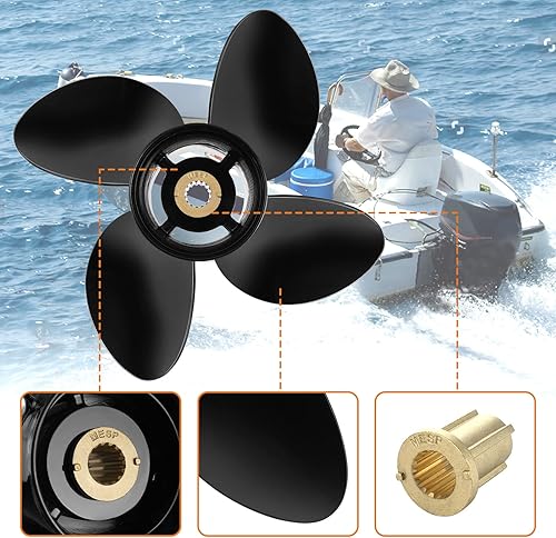 Miniatura 5 de 14 x 19 actualización de aluminio fuera de borda barco hélice apta Mercury Engeins 135-300HP 4Blades 15 Splien diente OEM piezas NO.48-8M0084495, RH