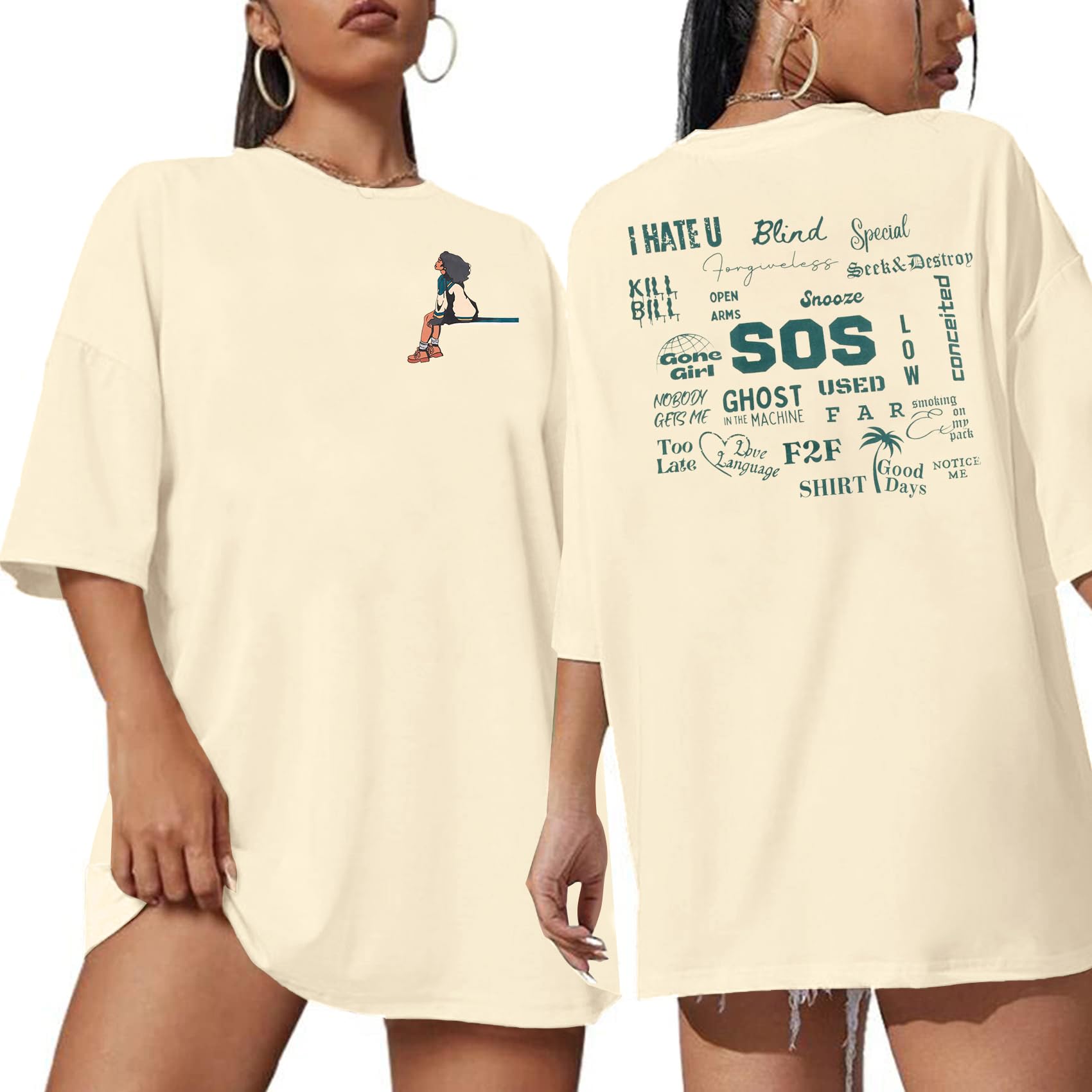 FLOYUWomen SOS Album Sweatshirt Album Tracklist Tops R&B Hip Hop Long Sleeve Shirt
