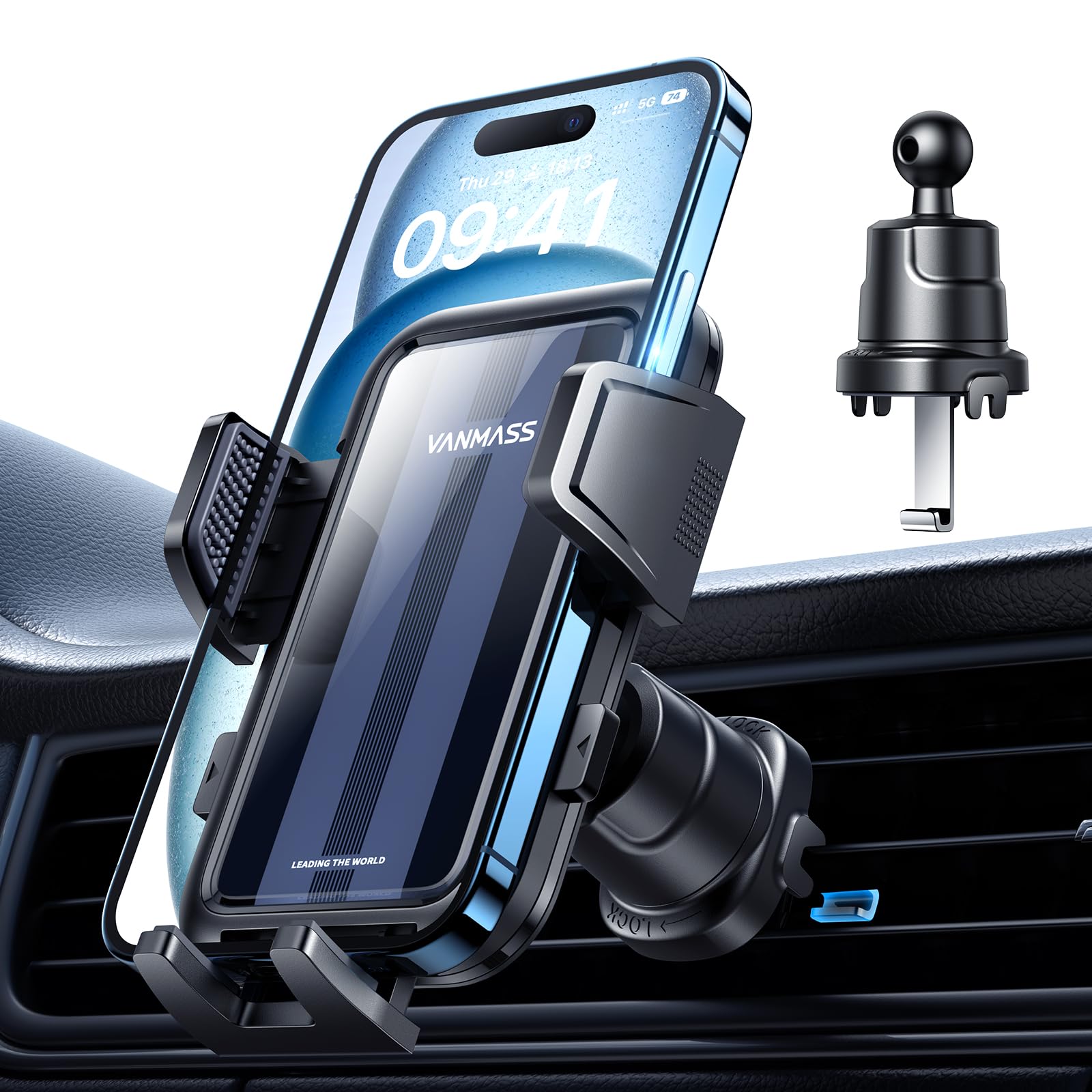 VANMASS Handyhalterung Auto Lüftung【2026 Stärkster Lüftungshaken】 Handy Halterung Auto Militär-Klasse Kfz Handyhalterung Universal Autohalterung für iPhone 17 Pro Max/17 Air/16/15/14 Samsung S26 usw