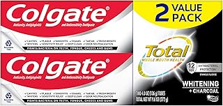Colgate Total Whitening + Charcoal Toothpaste, 10 Benefits Including Sensitivity Relief and Teeth Whitening Toothpaste, 4.8 oz Tube, 2 Pack