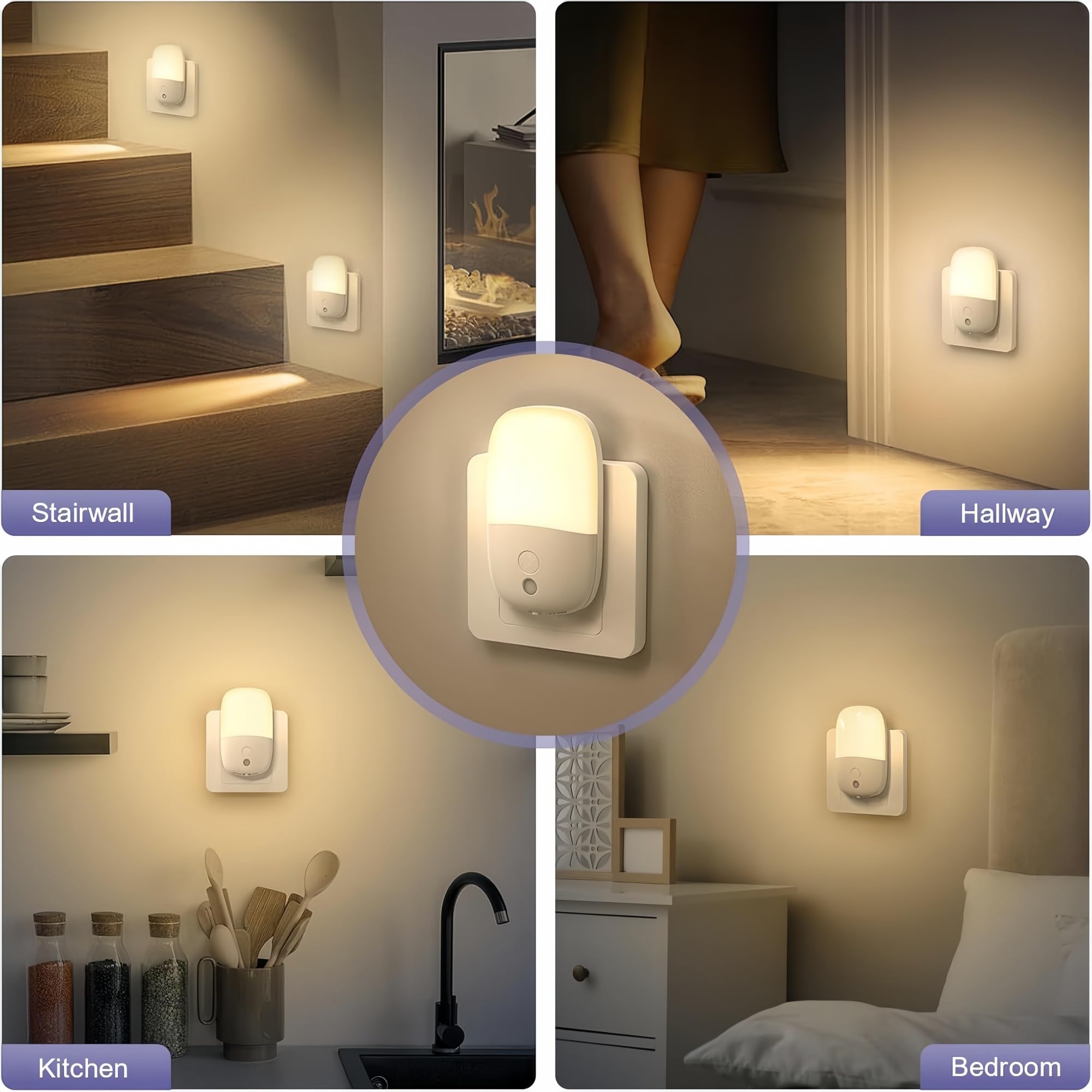 Aerkersun Night Lights Plug into Wall Dimmable with On Off Switch Led Night Light Plug in Automatic Dusk — view 5