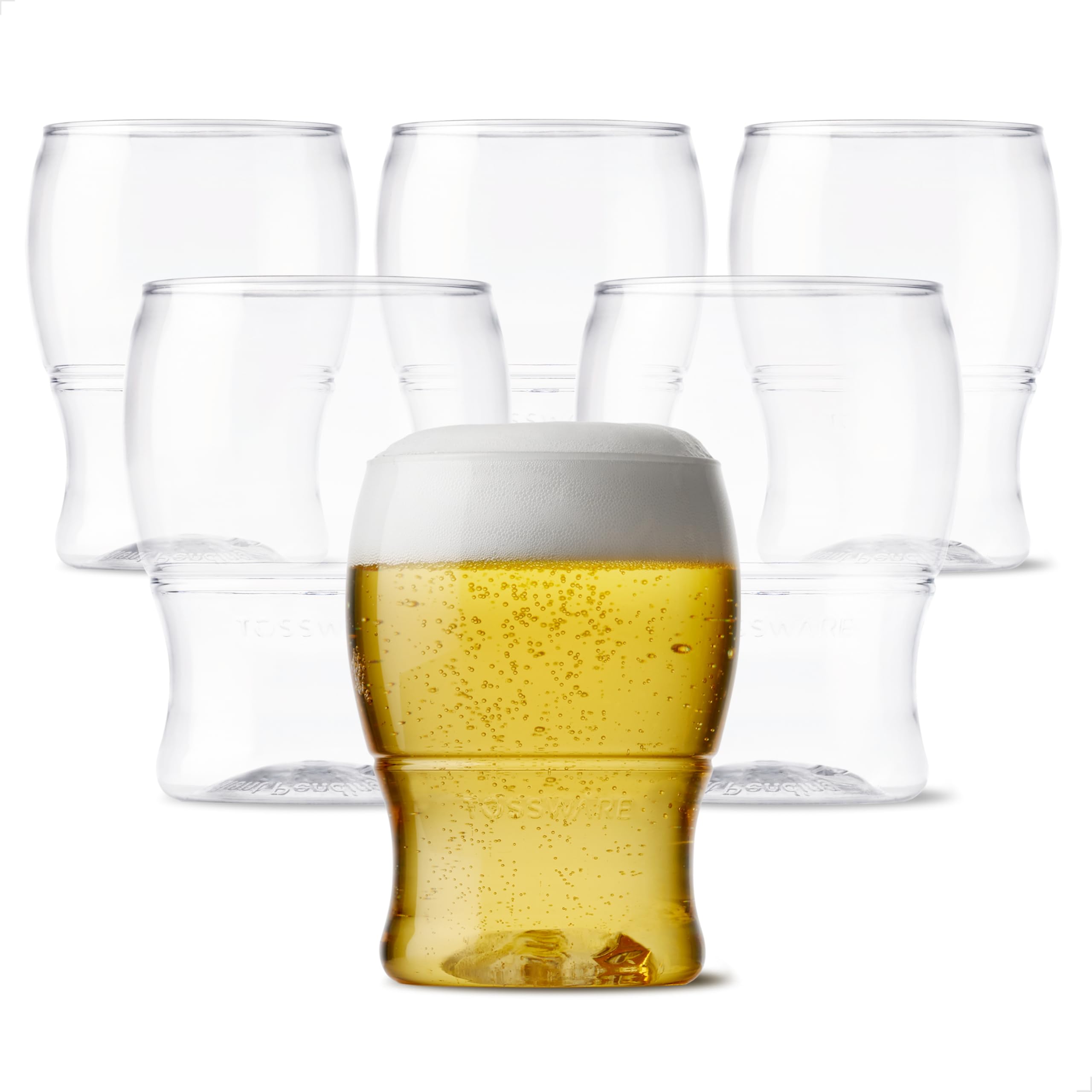TOSSWARE POP 7oz Beer Glass Set of 48, Premium Quality, Recyclable, Unbreakable & Crystal Clear Plastic Beer Glasses