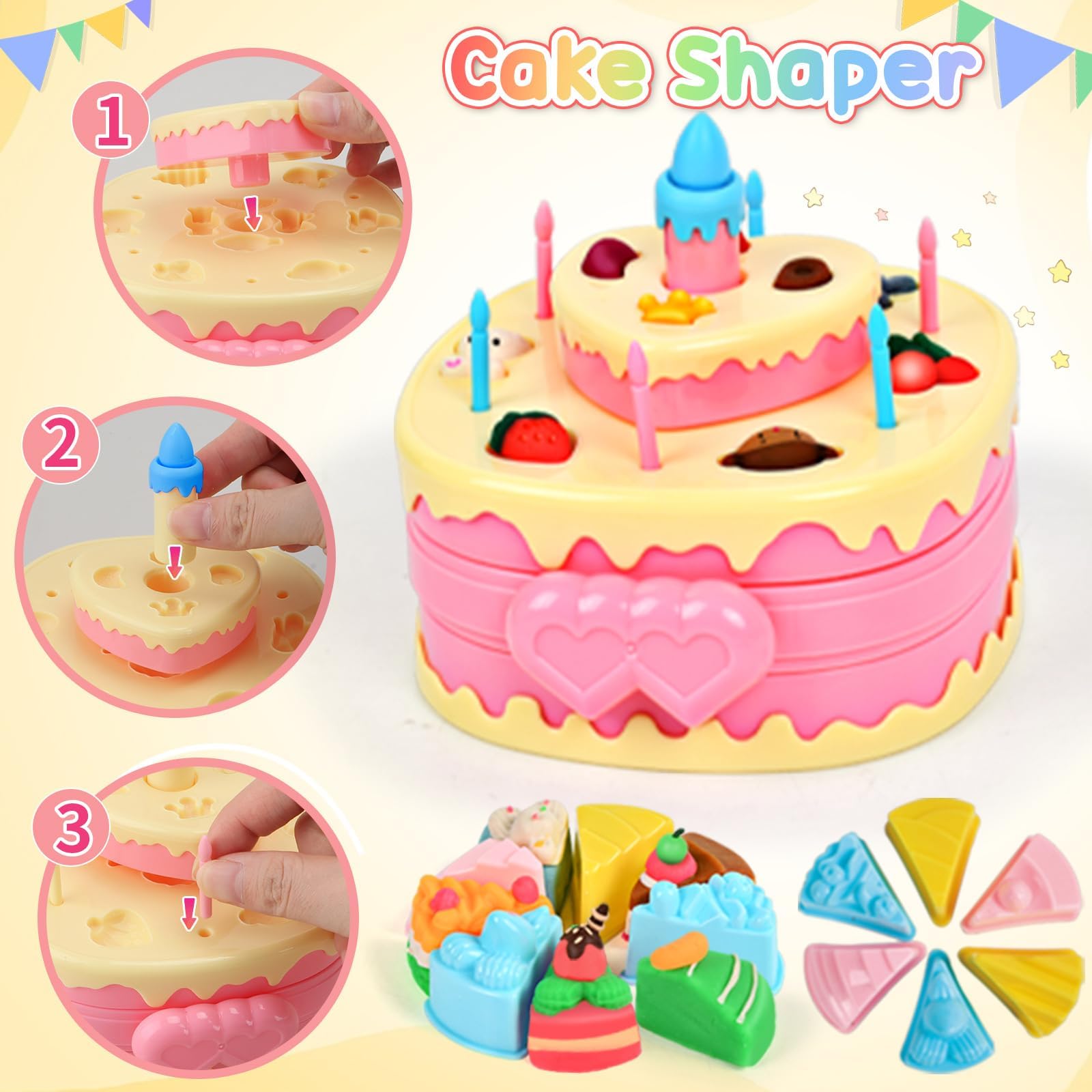 Spielzeug für 3–8 Jahre alte Kinder: Play Color Dough Set für Kinder, 4-in-1 Play Doh Zubehör mit Werkzeugen und Ausstechern, Geschenke für 3, 4, 5, 6, 7, 8 Jahre, Kinder, Kunst, Handwerk