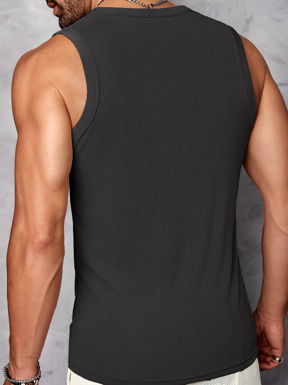 Débardeur côtelé à bretelles larges pour homme, coupe ajustée, sans manches, pour la gym, l'entraînement et les loisirs, maillot de corps basique respirant