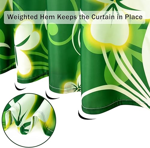 Miniatura 6 de Claswcalor Cortina de ducha para el día de San Patricio cortina de ducha con hojas de trébol verdes con 12 ganchos cortina de baño irlandesa de la