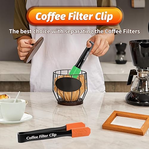Miniatura 5 de Paquete de 2 filtros de café, herramienta separadora de filtros de café, uso para todo tipo de filtros de café de cesta, agarrador de filtros de