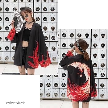 Amazon | [NOVUS VENTUS] 鳳凰 パッピ はっぴ 法被 袢纏 お祭り 黒