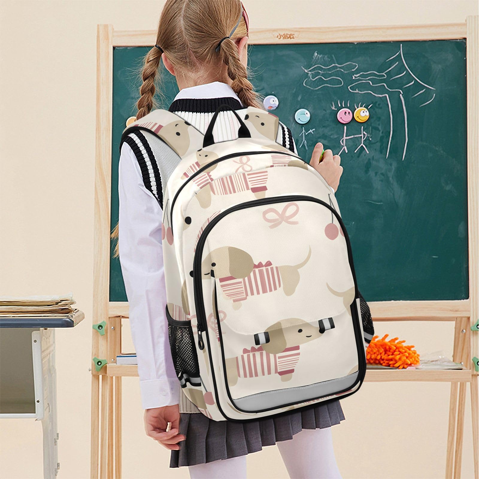 Mnsruu Sac à dos pour ordinateur portable 15,6" - Motif chien - Pour adolescentes et filles - Sac à dos de voyage léger pour le travail universitaire - 45 x 33 x 17 cm