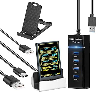 HONUNG Secondary Screen 3.5in,Theme Display Computer Monitor 3.5 Inch Kit, RAM Data Temperature Monitoring Display, IPS Type C Secondary Screen CPU GPU RAM HDD Monitoring